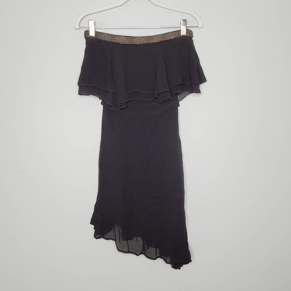 CHAN LUU Gabrielle Black Off The Shoulder Asymmetrical Dress Sz X-Small XS - Picture 1 of 8